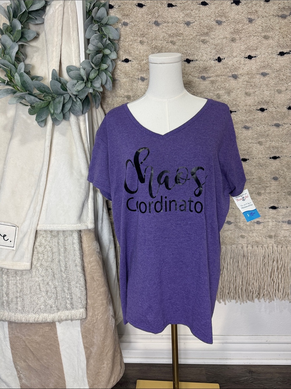 NWT Gildan Purple graphic “chaos coordinator” Tee size XL